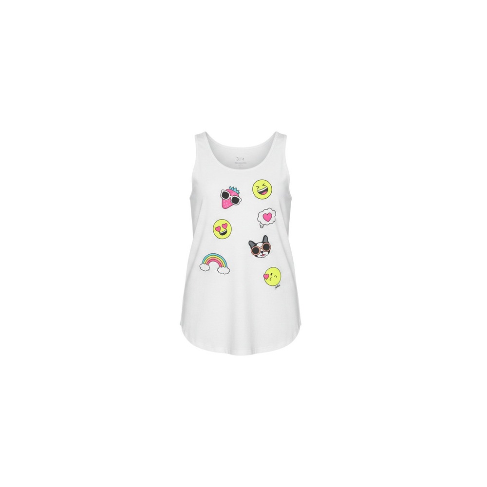 Justice Tank Top Girls Size 20 White Emoji Rainbow Ribbed Sleeveless Shirt